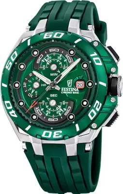 Produktbild von Festina F20755/3 Chrono Bike Chronograph Uhr Herrenuhr Silikon Chrono Datum grün