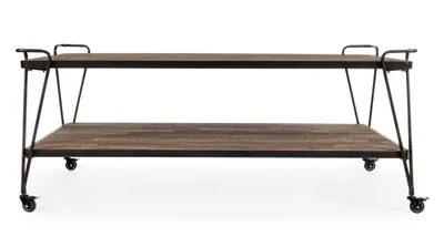 Produktbild von Ausstelltisch 201 x 98 x 84,5 cm Stahl Tannenholz Natur Schwarz