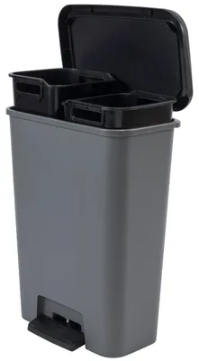 Produktbild von CURVER | Mülleimer - Abfalleimer - Abfallbehälter - grau - aus Kunststoff - 23 l + 23 l - Mülltonne - Praktisch - 2 Fächer