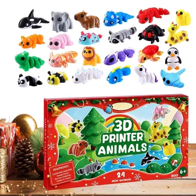Produktbild von Spielzeug-Adventskalender Weihnachten 3D-gedruckte Tiere 24-Tage-Kalender