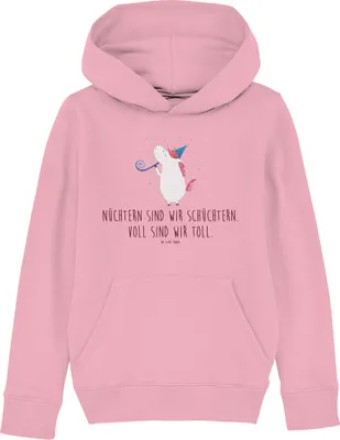 Produktbild von Mr. & Mrs. Panda Kinderpullover Einhorn Party 12-14 Jahre (152/164) - Baumwolle Pink - Geschenk, Hoodie, Glitzer, Kinderbekleidung, Einhörner, Pulli, Pullover, Konfetti