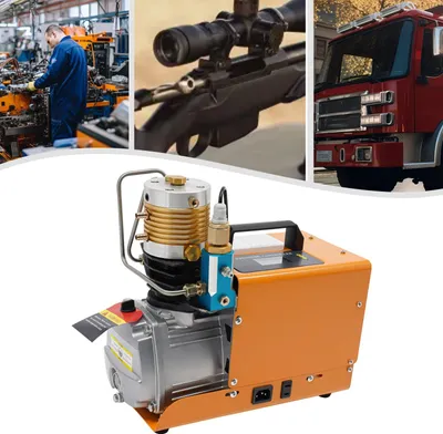 Produktbild von PCP Luftkompressor - Hochdruck - Druck 0–30 MPa - 1,8 kW Kupfermotor - 100 L/min - Automatische Abschaltung - Für ≤6,8 L Flaschen - EU-Stecker - Orange/Schwarz