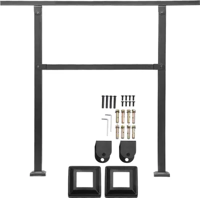 Immagine prodotto di SucceBuy, corrimano da 103 cm, set di corrimano per scale per 2-3 gradini, tubo quadrato nero con barra orizzontale, robusto corrimano di supporto Acciaio al carbonio, adatto per anziani, ideale per scale in cemento e per scale a giorno