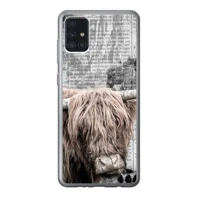 Produktbild von MuchoWow® Handyhülle Schutzhülle Hülle für Samsung Galaxy A52 5G Schottischer Hochländer - Vintage - Text Silikon Softcase Handy Hülle - Umschlag
