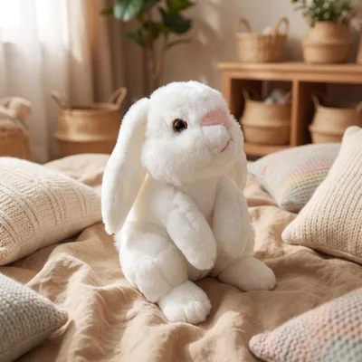 Produktbild von Hase Plüschtier 25cm Kuscheltier Stofftier Schlappohren Plüschhase weiß grau gelb Geschenk - Farbe: Weiß