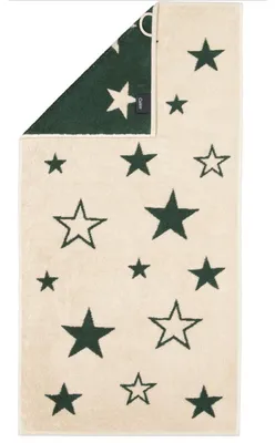 Produktbild von Cawö Gästetuch Christmas Edition Sterne Natur Grün (50x100cm)