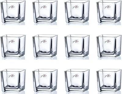 Produktbild von 12er Set Teelichtgläser, Windlichter CUBE Würfel H. 6cm  6x6cm Glas Sandra Rich