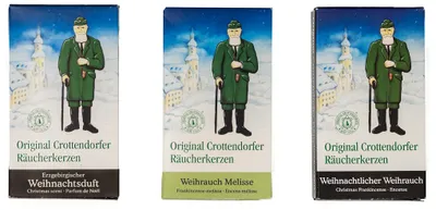 Produktbild von Crottendorfer Räucherkerzen 3er Set Weihnachtlicher Weihrauch/Weihrauch-Melisse/Erzgebirgische Weihnacht - Inhalt jeweils 24 Stück, Größe M (Standard)