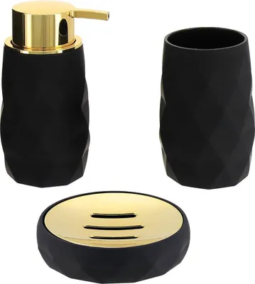 Produktbild von Becherset seifenspender und seifenschale abs + rubber - schwarz - Tendance