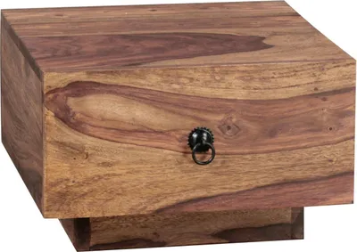 Produktbild von Design Nachttisch MUMBAI Massiv-Holz Sheesham 40x40x25 cm, Moderne Nacht-Kommode mit Schublade, Nachtschrank Natur-Holz Nachtkonsole