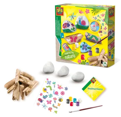 Produktbild von SES Creative 14032 – Natur-Bastelset, Steine und Treibholz Dekorieren, Inspiriert von der Natur, Guss-/Mal-Set für Kinder, 5 Jahr(e), Karton
