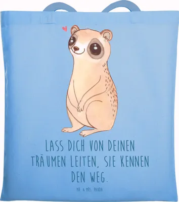Produktbild von Mr. & Mrs. Panda Shopping Tasche Plumplori Glücklich - Sky Blue - Geschenk, Lustige Sprüche, Laptoptasche, Jutetasche, Schultasche, Glück, Niedlich, Jutebeutel, Tote Bag