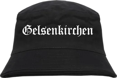 Produktbild von Gelsenkirchen Fischerhut - Altdeutsch - bedruckt - Bucket Hat Anglerhut Hut Schwarz S/M