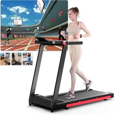 Immagine prodotto di Tapis roulant per uso domestico - AS02 - Motore da 3,5 CV/2610 W - Velocità massima 16 km/h - Inclinazione del 6% - Portata massima 158 kg - Bluetooth - Pieghevole - Nero