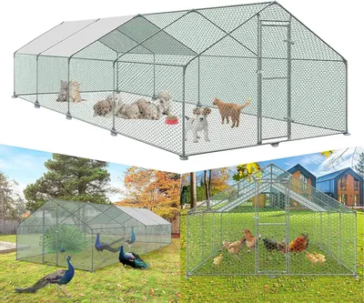 Obrázok produktu pre Kippenhok – Výbeh pre slepice – Priestor pre chov hydiny – Vonkajší priestor – Výbeh pre králiky – Veľkosť 3x8x2 metre – Pozinkovaná oceľ