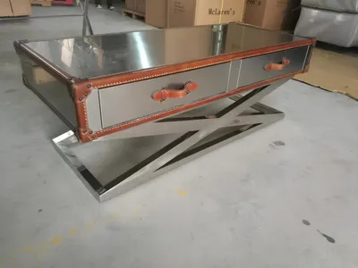 Produktbild von Vintage Couchtisch Wohnzimmertisch Tische Aluminium Tisch Kaffeetisch Flieger
