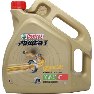 Produktbild von Castrol Power 1 4T 10W-40, 4 l, 10W-40, Motorrad, Benzin, Ottomotor, Gold