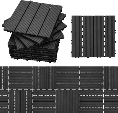 Produktbild von Faziango Terrassenfliesen 3m² Holzfliesen 30x30 cm 33 Stück Terrassenfliesen Holz Fliesen mit Klicksystem für Terrasse Balkon