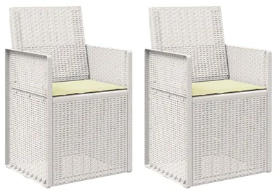Image de vidaXL Chaises de salle à manger de jardin, lot de 2, blanc et crème, en PP