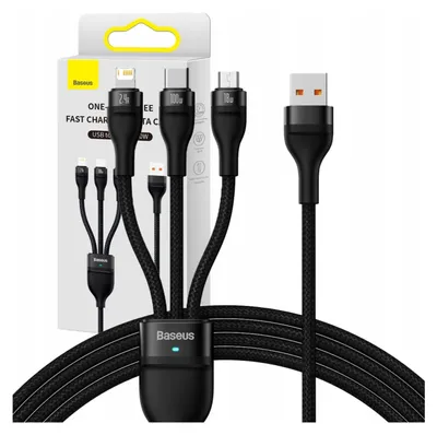 Immagine prodotto di Baseus SUP0003351 Cavo USB 1,2 m USB 3.2 Gen 1 (3.1 Gen 1) USB A USB C/Micro USB-A/Lightning Nero