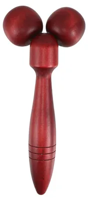 Image de Appareil de massage facial à double rouleau, en bois naturel, pour la relaxation musculaire