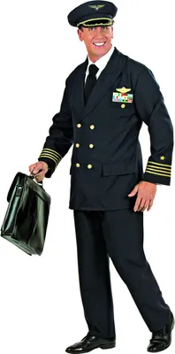 Produktbild von Kostüm Pilot - Pilotenkostüm Chefpilot - S bis 3 XL - 3-tlg. Jacke Hose Hut Karneval XXL - 56/58