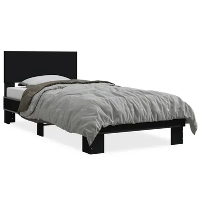 Immagine prodotto di vidaXL Struttura del letto nera 75x190 cm in legno e metallo