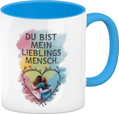 Produktbild von Bist mein Lieblingsmensch Kaffeebecher in hellblau mit Zwei Freundinnen