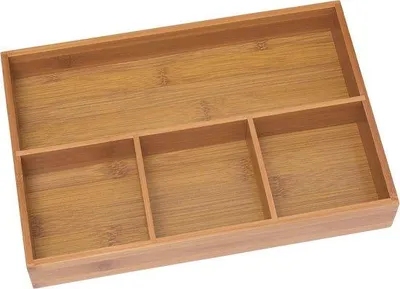 Productafbeelding van Bamboe Houten Organizer met 4 Compartimenten voor Laden - 11 5/8" x 7 7/8" x 1 3/4"
