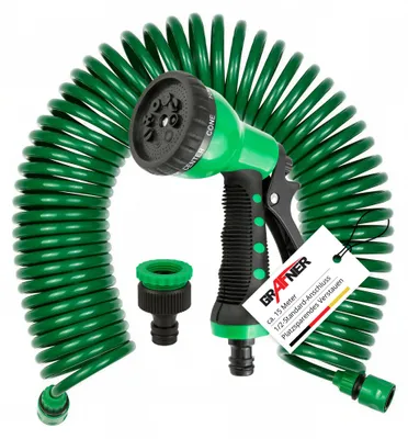 Produktbild von Grafner® Spiralschlauch 1/2" Gartenschlauch inkl. 8 Funktionen Brause
