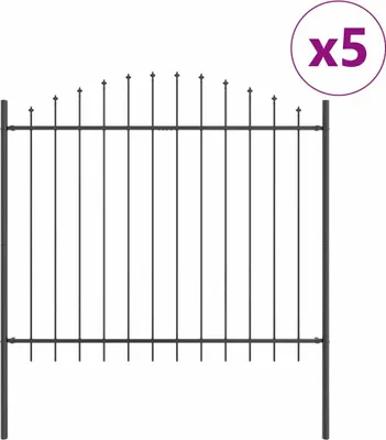 Obrázek produktu pro Zahradní plot 5 pcs Šedá 170 x 190 cm Práškově lakovaná ocel
