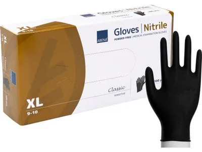 Produktbild von Nitril-Handschuhe Classic Sensit., Puderfrei, Schwarz, Gr.XL | Packung (100 Stück)