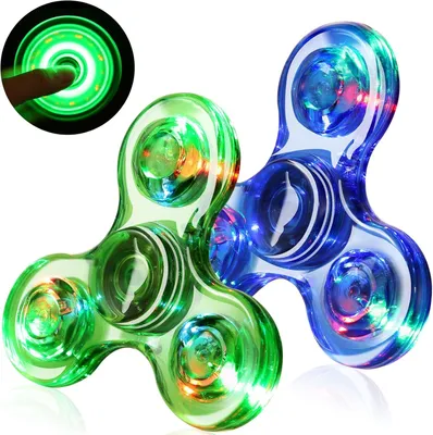 Imagen del producto de Spinner LED de cristal para niños - Set de 2 - Juguete luminoso para bebés - Se ilumina en la oscuridad