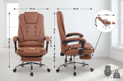 Produktbild von In And OutdoorMatch Bürostuhl Foxy - Kunstleder - Braun - Hochwertige Polsterung - Bequem gepolstert - Metallgestell -  Optik