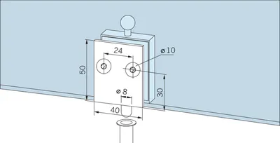 Produktbild von DORMA-Glas Feststellriegel 12.318 mit Bodenbuchse für 8-10mmGlas,silber eloxiert