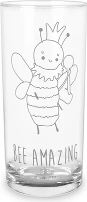 Produktbild von Mr. & Mrs. Panda Cocktailglas Biene König 200 ml - Transparent - Geschenk, Wasserbecher, Wasserglas, Longdrinkglas, Glas, Tumbler