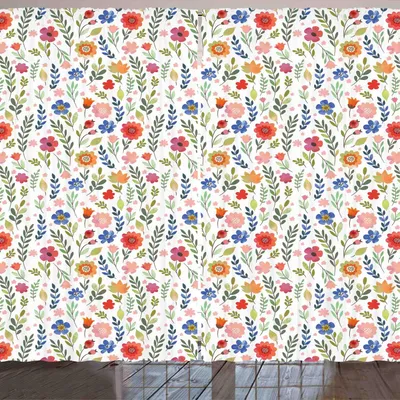 Produktbild von ARANDE Blume Gardine, Botanik Florets in Romantische Tönen blühenden Ornamente Aquarell Feminin Design, 280 x 225 cm, Mehrfarbig