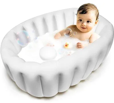 Immagine prodotto di Vaschetta da bagno gonfiabile per bambini da 0 a 2 anni - piccola piscina gonfiabile, ideale per viaggiare - facile da trasportare e da piegare.
