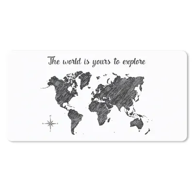 Produktbild von MuchoWow® Schreibtischunterlage Weltkarte - Schwarz - Zitat 80x40 cm - XXL Mauspad - Gaming Mauspad