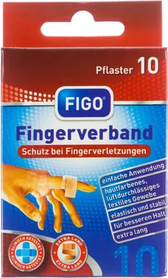 Produktbild von 20x Figo Fingerverband 10er Pflaster Standard Wundverband Schutz Haut Verletzung