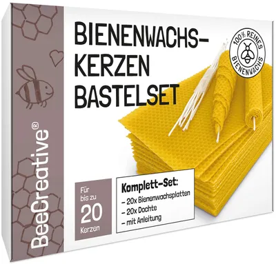 Bastelset für 20 Bienenwachskerzen, 100% reines Bienenwachs, 20x13 cm