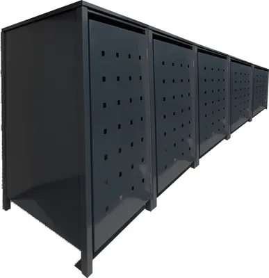 Produktbild von 5 Tailor Mülltonnenboxen Basic für 240 Liter Tonnen Stanzung 7 komplett Schwarz