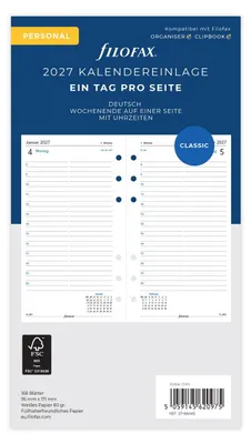 Produktbild von FILOFAX Kalendereinlage 2027 - PERSONAL - 1 Tag = 1 Seite - weiss - deutsch