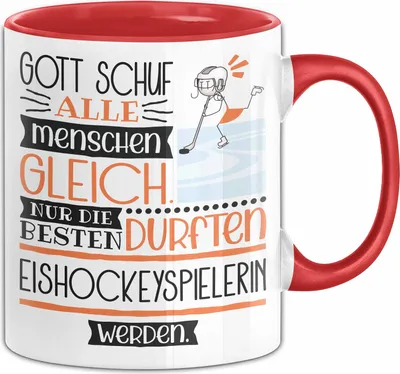 Produktbild von Eishockeyspielerin Geschenk Becher Tasse Gott Schuf Alle Menschen Gleich Nur Die Besten Durfeten Eishockeyspielerin Werden Geschenkidee Lustig (Rot)