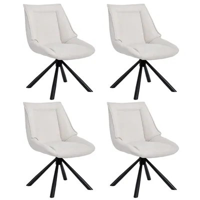 Produktbild von Duhome Esszimmerstuhl 4er Set Küchenstuhl 180° drehbar Stuhl aus Chenille-Stoff und Metallgestell Loungestuhl mit Rückstellfunktion, Weiß