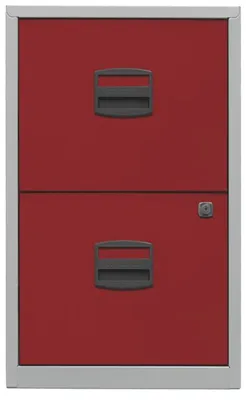 Produktbild von BISLEY Home PFA 2 Hängeregistraturschrank lichtgrau, kardinalrot 2 Schubladen 41,3 x 40,0 x 67,2 cm, 1 St.