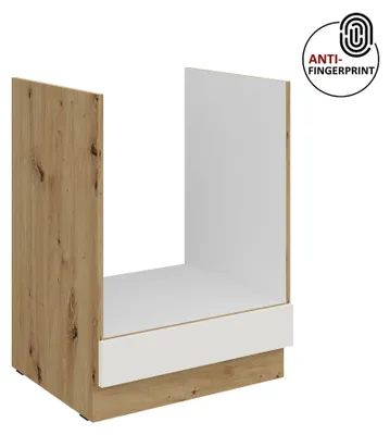 Produktbild von Küchen Herdunterschrank 60 cm Küche ARIA Weiss ultra matt + Eiche Artisan matt, hochwertige Fronten mit Anti Fingerprint Beschichtung Küchenzeile Küchenblock