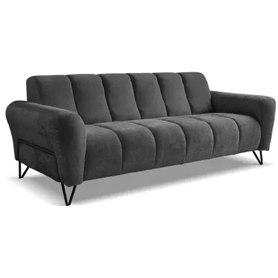 Produktbild von Sofa VOLARE - 3-Sitzer Couch - Moderner Polstersofa - Chenille Storm in Graphit, dekorative schwarze Metallbeine