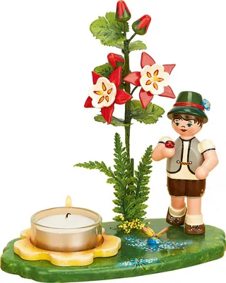 Produktbild von Hubrig Volkskunst 'LICHTERHALTER - Junge Akelei - 17cm'