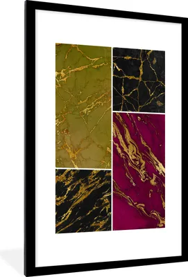 Produktbild von MuchoWow® Gerahmtes Poster Marmor - Gold - Luxus 60x90 cm - Poster mit Schwarzem Bilderrahmen Wandposter Rahmen Foto Bilder - Dekoration - Wandposter Wohnzimmer - Hochwertig